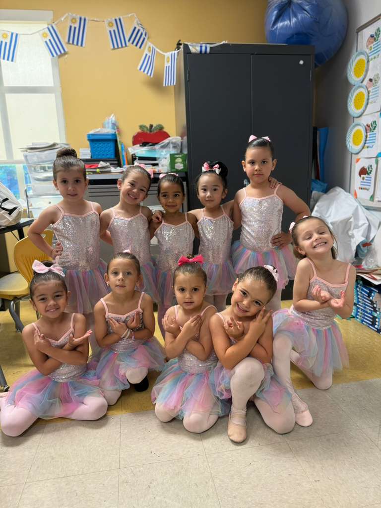 Ballerinas in sparkly pink recital costumes